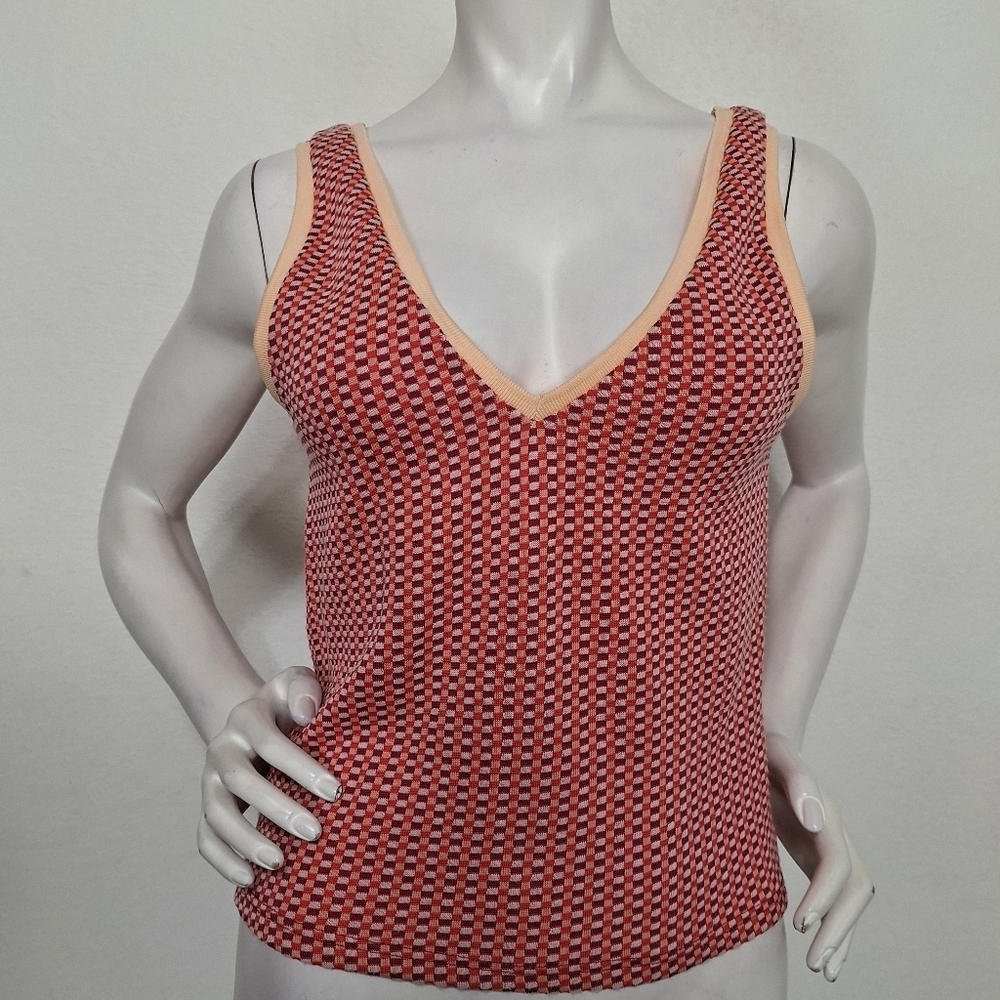 Zara NEW Burgundy Coquette Red Deep V Cropped Knit Retro Y2k Inspired Top Size M